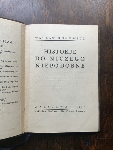 Zdjęcie oferty: PROGOWICZ HISTORJE DO NICZEGO NIEPODOBNE 1928