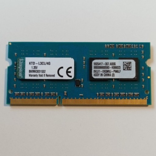 Zdjęcie oferty: RAM DDR3 SODIMM KTD-L3CL/4G 9905417-067.A00G