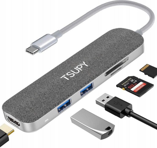 Zdjęcie oferty: TSUPY USB-C Hub Adapter 4K HDMI 2x USB 3.0 SD/TF 