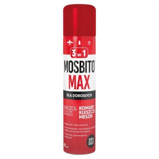 Zdjęcie oferty: Mosbito Max spray 90ml komary kleszcze DEET 25%