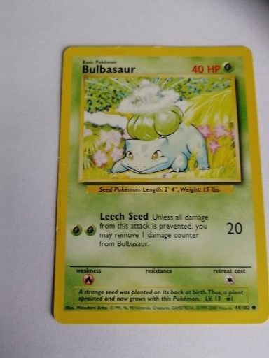Zdjęcie oferty:  Bulbasaur pokemon karta 1999-2000