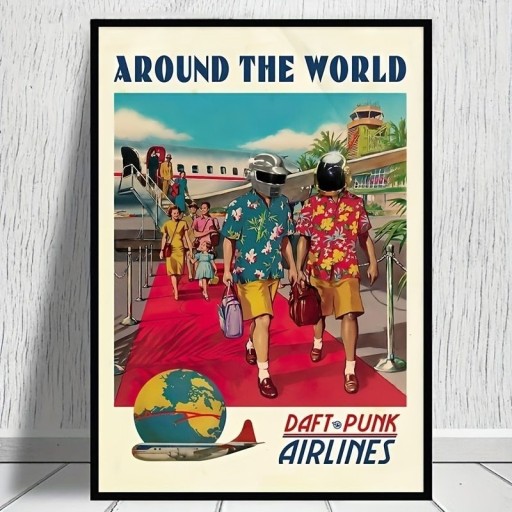 Zdjęcie oferty: PLAKAT DAFT PUNK AROUND WORLD airlines retro