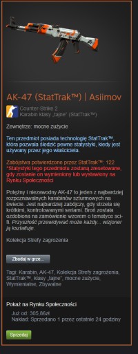 Zdjęcie oferty: AK-47 Asiimov WW StatTrak skin cs2 csgo