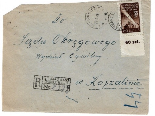 Zdjęcie oferty: Koperta z 1948r ze znaczkiem nr 465.