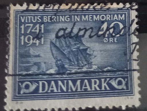 Zdjęcie oferty: Znaczek pocztowy Dania 1941r.200 r.Śm.Vitus Bering