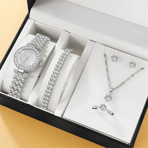 Zdjęcie oferty: Zestaw biżuterii zegarek kwarcowy cyrkonie srebro