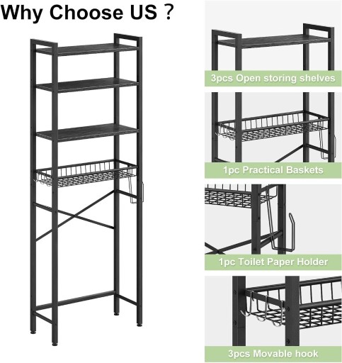 Zdjęcie oferty: 4-poziomowy organizer łazienkowy z regulowaną półką i koszykiem