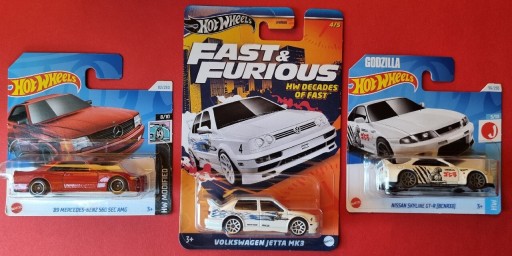 Zdjęcie oferty: Hot wheels VW Jetta ,Mercedes SEC ,Skyline, 3 szt.