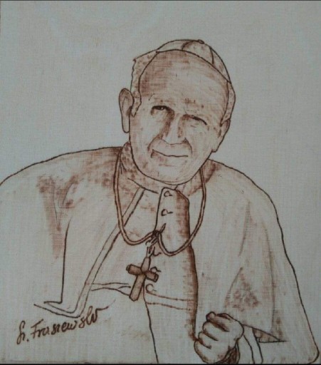 Zdjęcie oferty: Jan Paweł II -  pirografia, ręcznie wypalane