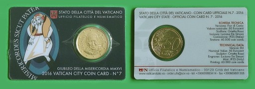 Zdjęcie oferty: Watykan 50 Euro Cent Papież Franciszek Nr 7 2016