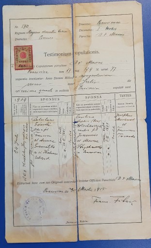 Zdjęcie oferty: Metryka ślubu Kraków 1915 Testimonium copulationis