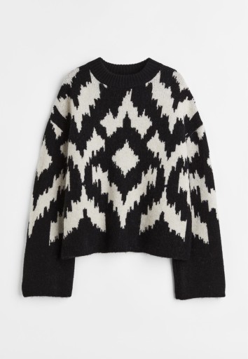 Zdjęcie oferty: H&M sweter we wzory czarno biały miękki nowy XL