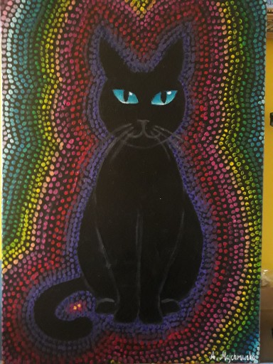 Zdjęcie oferty: A. Maj. obraz malowany 70x50 Aura kota