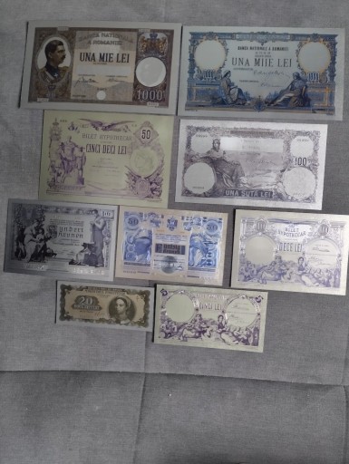 Zdjęcie oferty: RUMUNIA banknoty pozłacane zestaw 9 sztuk