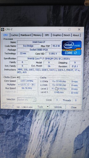 Zdjęcie oferty: Procesor Intel Core i7-3840QM SR0UT 2,8 - 3,8 GH