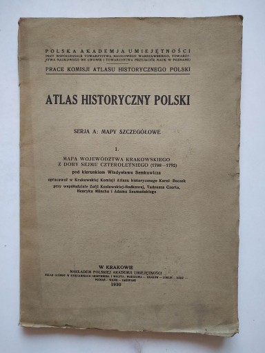 Zdjęcie oferty: MAPA WOJEWÓDZTWA KRAKOWSKIEGO Z DOBY SEJMU CZTEROL