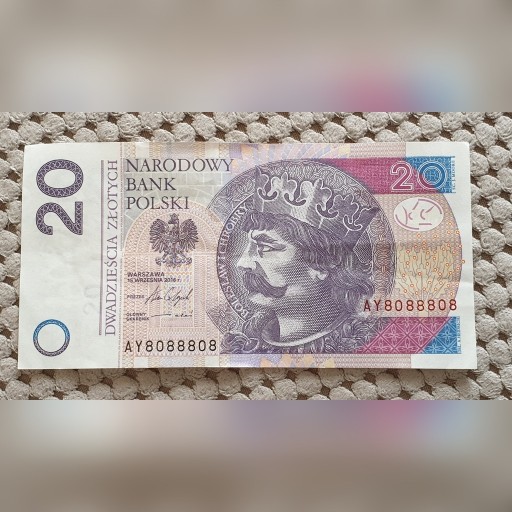 Zdjęcie oferty: Banknot 20zł B. Chrobry seria AY8088808 RADAR