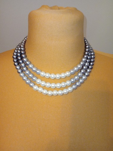 Zdjęcie oferty: Naszyjnik biało-szary perły perełki szklane