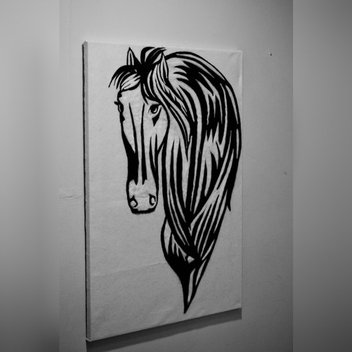 Zdjęcie oferty: Obraz z wizerunkiem konia na białym filcu 75x100