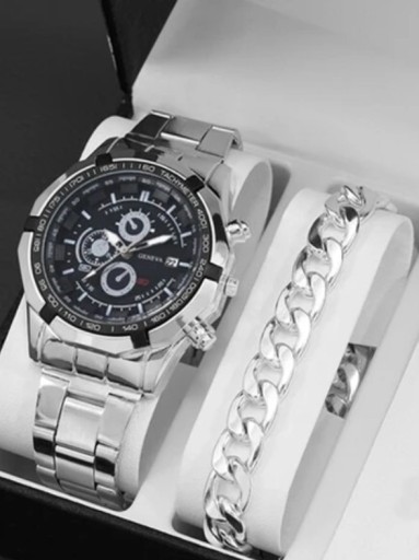 Zdjęcie oferty: Elegancki luksusowy zegarek Geneva srebny