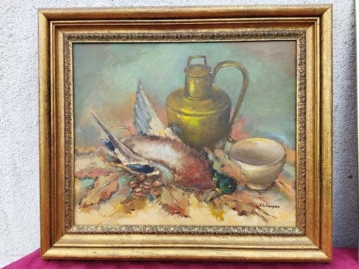 Zdjęcie oferty: Obraz olejny na płótnie złota rama 80x69cm