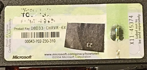 Zdjęcie oferty: STICKER ,NAKLEJKA WINDOWS XP PL -OD TOSHIBY SATELLITE L100 TANIO;-)