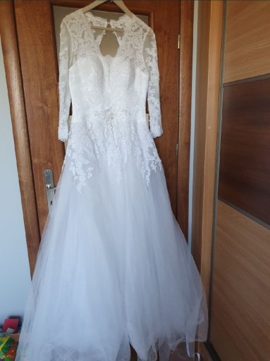 Zdjęcie oferty: Sukienka ślubna z tiulem i koronką 3/4 rękaw r.M/L
