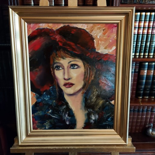 Zdjęcie oferty: "Portret młodej kobiety w czerwonym kaleluszu"