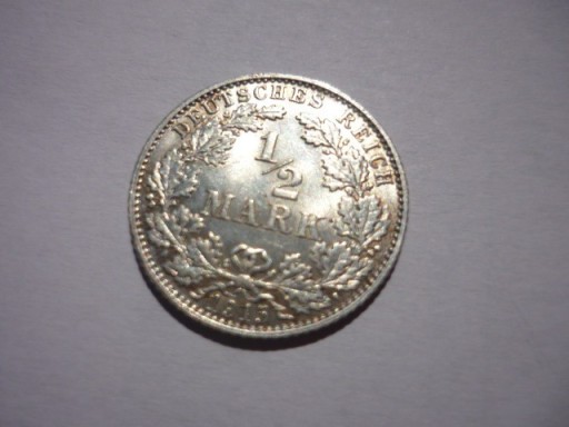 Zdjęcie oferty: SREBRNA PIĘKNA moneta 1/2 MARKI 1915 r. E