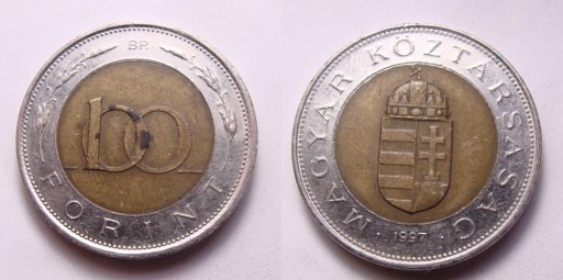 Zdjęcie oferty: Węgry 100 forint 1997 r. BIMETAL