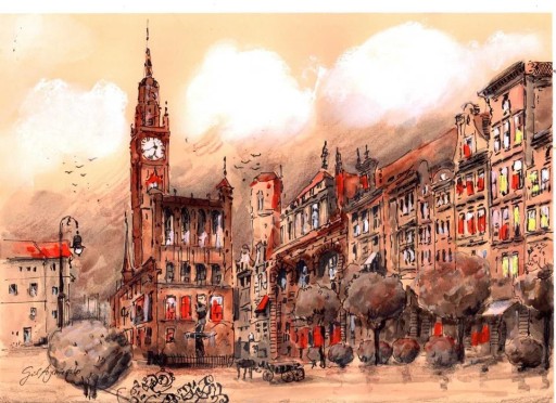 Zdjęcie oferty: Gdansk, Akwarela 21x30cm Pomysł na prezent 