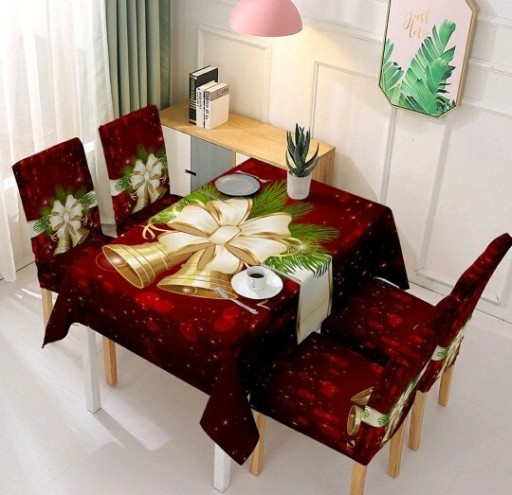 Zdjęcie oferty: Świąteczny obrus i 4 x pokrowce na krzesła 