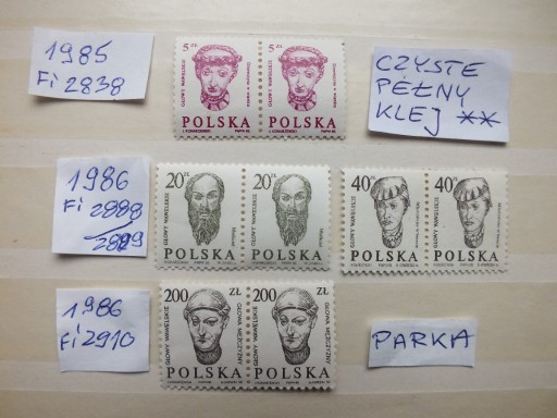 Zdjęcie oferty: 8szt. znaczki 4x parka Fi2838 ** Polska 1985 GŁOWY