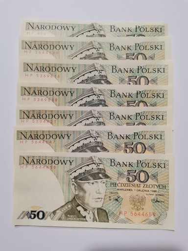 Zdjęcie oferty: Banknoty 50 złotych 1988r. krzywo ścięte UNC , (1)