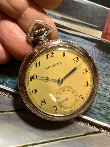 Zdjęcie oferty: Zegarek kieszonkowy Helvetia art deco 50mm sprawny srebro