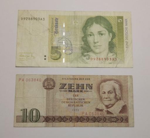Zdjęcie oferty: 5 marek 1991 r. i 10 marek 1971 r. Niemcy, RFN 
