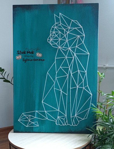 Zdjęcie oferty: Kot  60x40 OBRAZ  String Art- rękodzieło