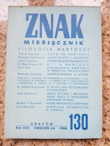 Zdjęcie oferty: Znak miesięcznik nr 130. Filozofia wartości