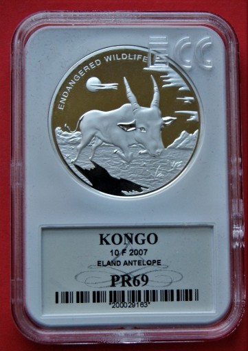 Zdjęcie oferty: Antylopa 10 Franków 2007 r.   - Kongo - GCN PR 69