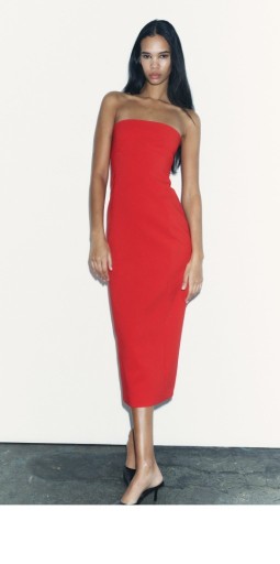 Zdjęcie oferty: Czerwona dopasowana sukienka bez ramiączek Zara S