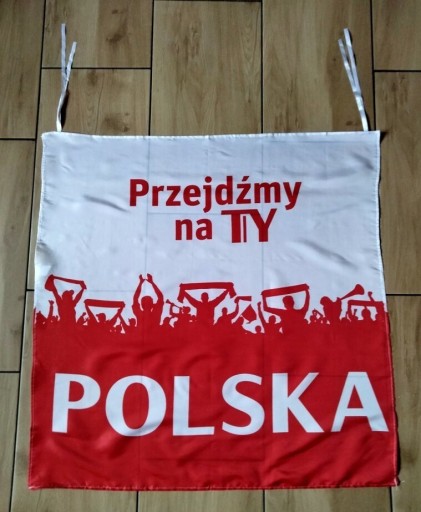 Zdjęcie oferty: Flaga kibica biało czerwona TYSKIE Euro 2024