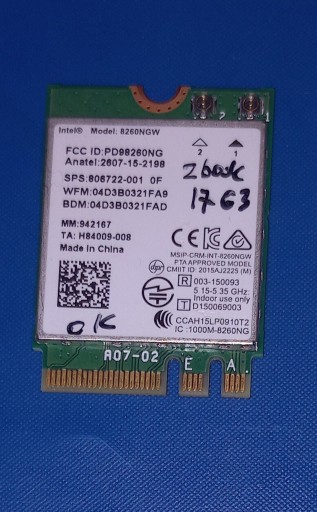 Zdjęcie oferty: Oryginalna karta wifi HP ZBook 17 G3