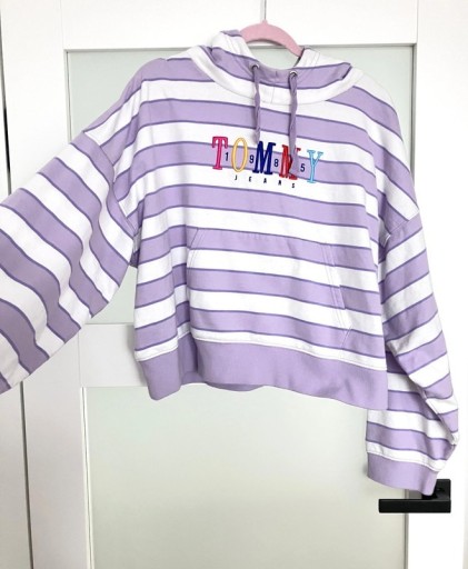 Zdjęcie oferty: Fioletowa bluza w paski Tommy Hilfiger L oversize