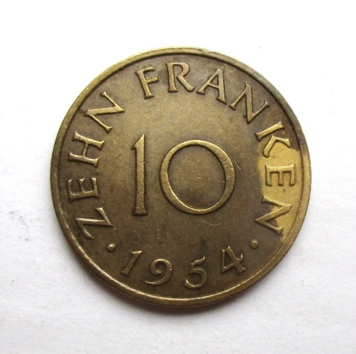 Zdjęcie oferty: 10 Franków 1954 r.  Saarland