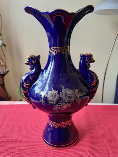 Zdjęcie oferty: Piękny stary ceramiczny kobaltowy wazon 31 cm PRL