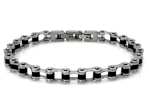 Zdjęcie oferty: Bransoletka ze stali chirurgicznej z czarnymi dodatkami