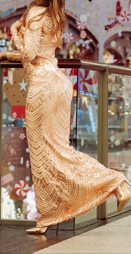 Zdjęcie oferty: Sukienka złota długa S /36 