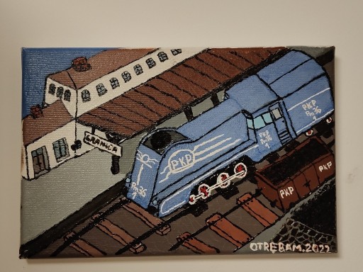 Zdjęcie oferty: Obraz 20x30 – Sosnowiec Maczki (Granica) z parowozem Pm36 „Piękna Helena”