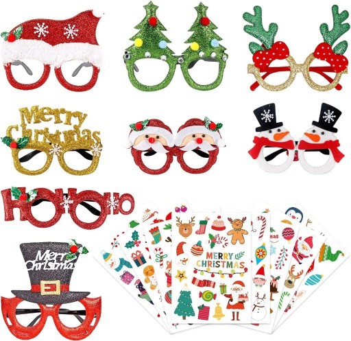 Zdjęcie oferty: Zestaw 8 śmiesznych okularów bożonarodzeniowych