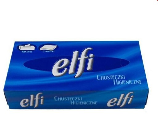 Zdjęcie oferty: Chusteczki higieniczne ELFI białe, 100 sztuk BOX